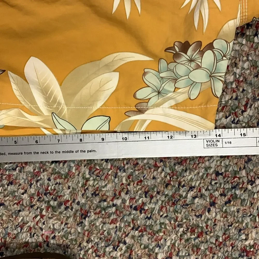 Tommy Bahama Relax Men's Gold Blue Tropical Print Drawstring Swim Trunks Sz XXL